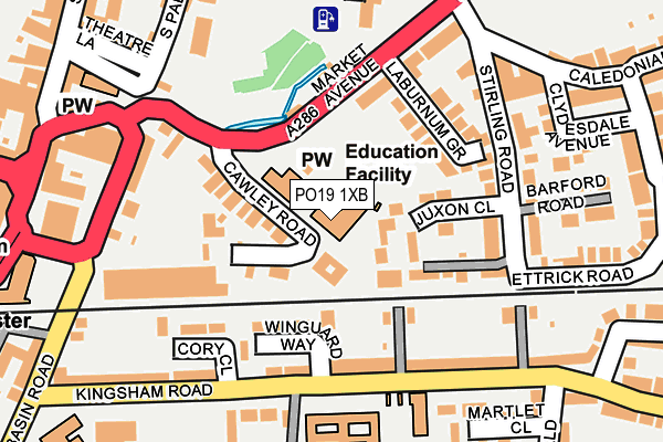 PO19 1XB map - OS OpenMap – Local (Ordnance Survey) PO19 1XB map - OS OpenMap – Local (Ordnance Survey)
