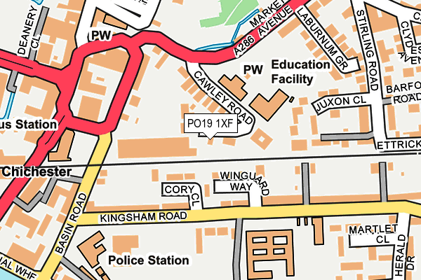 PO19 1XF map - OS OpenMap – Local (Ordnance Survey) PO19 1XF map - OS OpenMap – Local (Ordnance Survey)