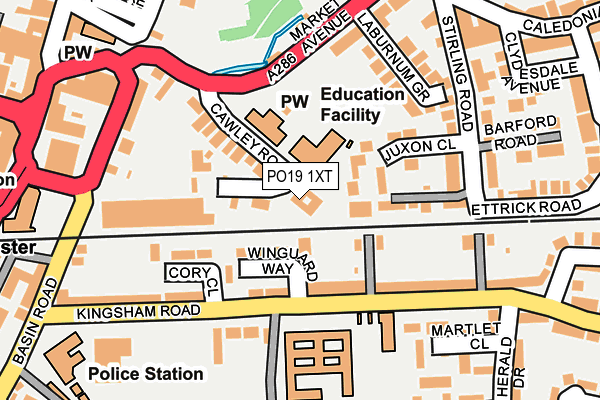 PO19 1XT map - OS OpenMap – Local (Ordnance Survey) PO19 1XT map - OS OpenMap – Local (Ordnance Survey)