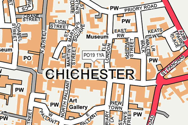 PO19 1YA map - OS OpenMap – Local (Ordnance Survey)