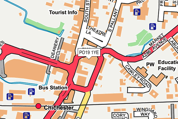 PO19 1YE map - OS OpenMap – Local (Ordnance Survey) PO19 1YE map - OS OpenMap – Local (Ordnance Survey)
