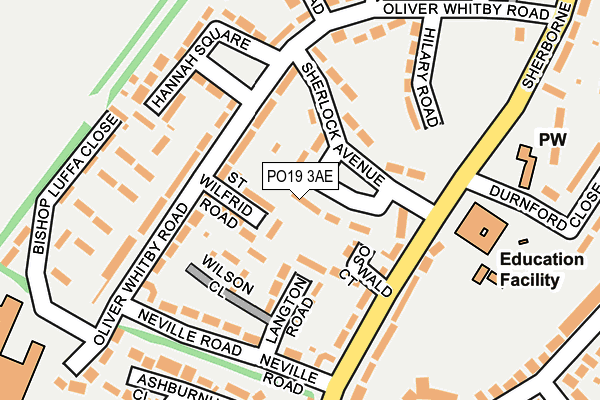 PO19 3AE map - OS OpenMap – Local (Ordnance Survey) PO19 3AE map - OS OpenMap – Local (Ordnance Survey)