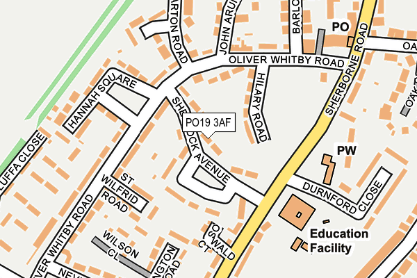 PO19 3AF map - OS OpenMap – Local (Ordnance Survey) PO19 3AF map - OS OpenMap – Local (Ordnance Survey)