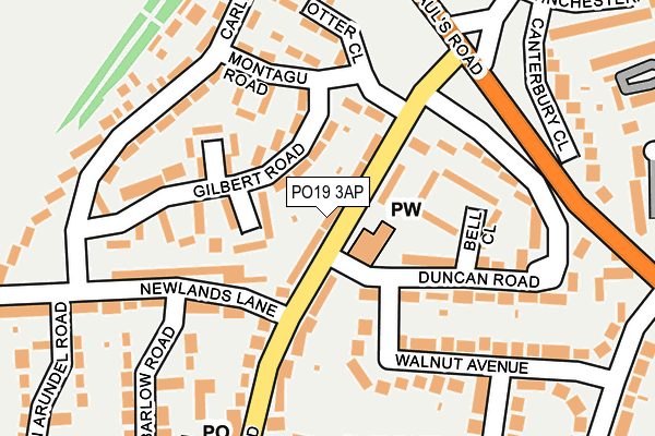 PO19 3AP map - OS OpenMap – Local (Ordnance Survey) PO19 3AP map - OS OpenMap – Local (Ordnance Survey)
