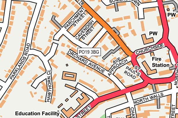 PO19 3BG map - OS OpenMap – Local (Ordnance Survey) PO19 3BG map - OS OpenMap – Local (Ordnance Survey)
