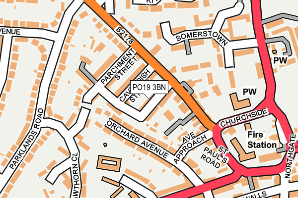 PO19 3BN map - OS OpenMap – Local (Ordnance Survey) PO19 3BN map - OS OpenMap – Local (Ordnance Survey)