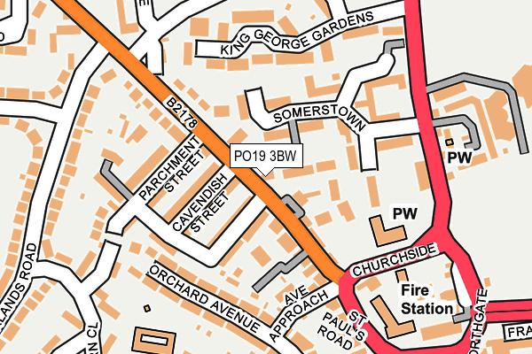 PO19 3BW map - OS OpenMap – Local (Ordnance Survey) PO19 3BW map - OS OpenMap – Local (Ordnance Survey)