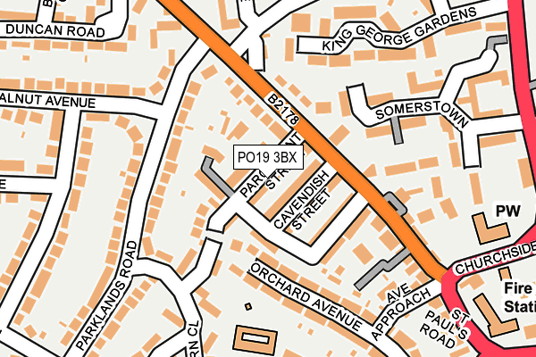 PO19 3BX map - OS OpenMap – Local (Ordnance Survey) PO19 3BX map - OS OpenMap – Local (Ordnance Survey)
