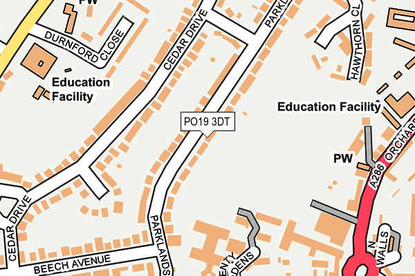 PO19 3DT map - OS OpenMap – Local (Ordnance Survey) PO19 3DT map - OS OpenMap – Local (Ordnance Survey)