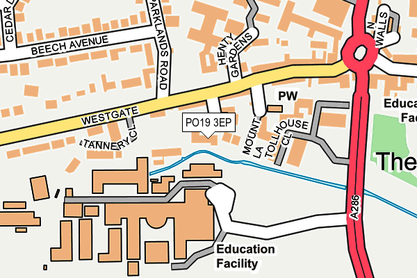 PO19 3EP map - OS OpenMap – Local (Ordnance Survey) PO19 3EP map - OS OpenMap – Local (Ordnance Survey)
