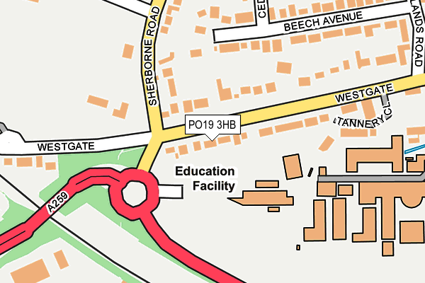 PO19 3HB map - OS OpenMap – Local (Ordnance Survey) PO19 3HB map - OS OpenMap – Local (Ordnance Survey)