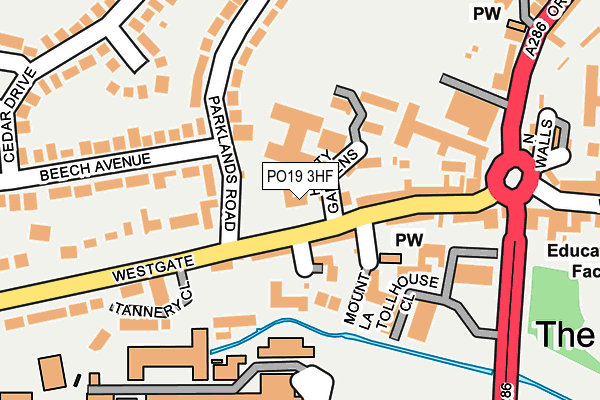 PO19 3HF map - OS OpenMap – Local (Ordnance Survey) PO19 3HF map - OS OpenMap – Local (Ordnance Survey)