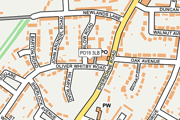 PO19 3LB map - OS OpenMap – Local (Ordnance Survey) PO19 3LB map - OS OpenMap – Local (Ordnance Survey)