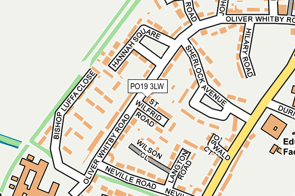 PO19 3LW map - OS OpenMap – Local (Ordnance Survey) PO19 3LW map - OS OpenMap – Local (Ordnance Survey)