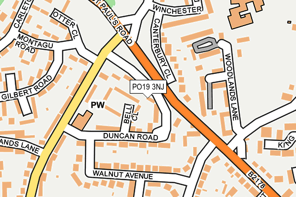 PO19 3NJ map - OS OpenMap – Local (Ordnance Survey) PO19 3NJ map - OS OpenMap – Local (Ordnance Survey)