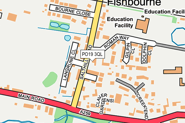 PO19 3QL map - OS OpenMap – Local (Ordnance Survey) PO19 3QL map - OS OpenMap – Local (Ordnance Survey)