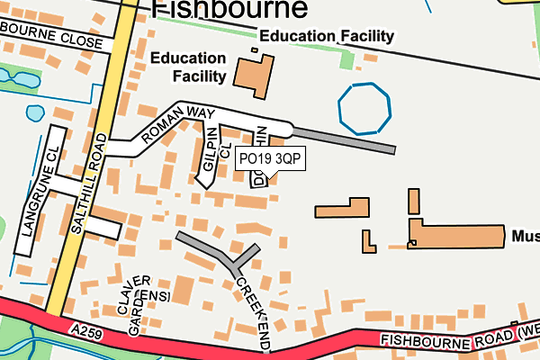 PO19 3QP map - OS OpenMap – Local (Ordnance Survey) PO19 3QP map - OS OpenMap – Local (Ordnance Survey)