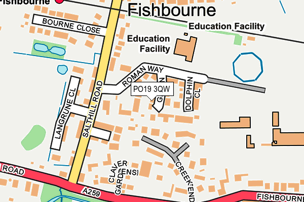 PO19 3QW map - OS OpenMap – Local (Ordnance Survey)