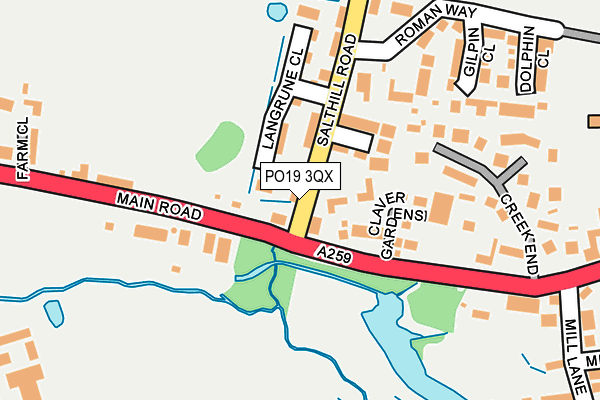 PO19 3QX map - OS OpenMap – Local (Ordnance Survey)