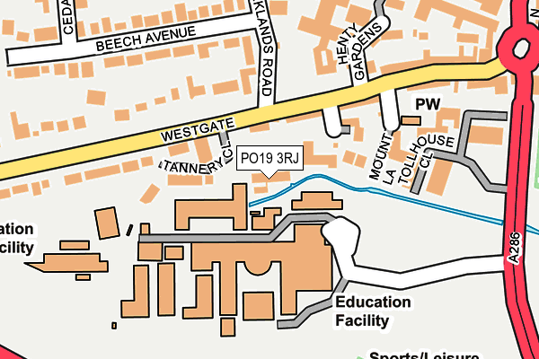 PO19 3RJ map - OS OpenMap – Local (Ordnance Survey) PO19 3RJ map - OS OpenMap – Local (Ordnance Survey)