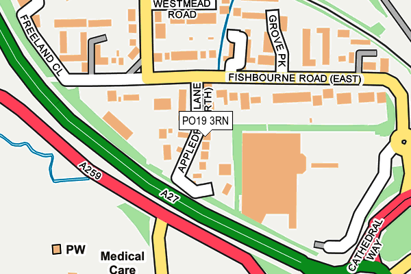 PO19 3RN map - OS OpenMap – Local (Ordnance Survey) PO19 3RN map - OS OpenMap – Local (Ordnance Survey)