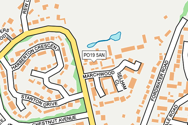 PO19 5AN map - OS OpenMap – Local (Ordnance Survey) PO19 5AN map - OS OpenMap – Local (Ordnance Survey)