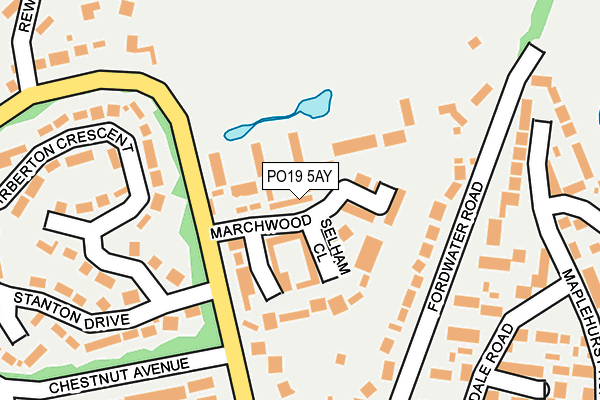 PO19 5AY map - OS OpenMap – Local (Ordnance Survey) PO19 5AY map - OS OpenMap – Local (Ordnance Survey)