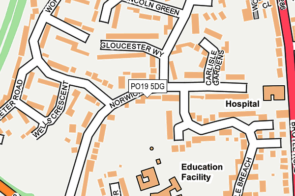 PO19 5DG map - OS OpenMap – Local (Ordnance Survey)