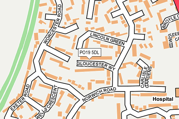 PO19 5DL map - OS OpenMap – Local (Ordnance Survey) PO19 5DL map - OS OpenMap – Local (Ordnance Survey)