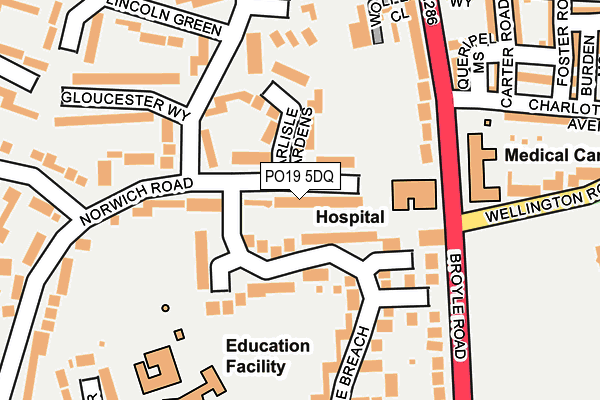 PO19 5DQ map - OS OpenMap – Local (Ordnance Survey) PO19 5DQ map - OS OpenMap – Local (Ordnance Survey)