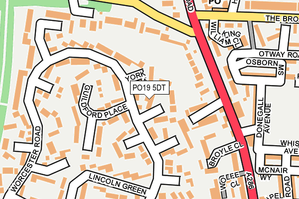 PO19 5DT map - OS OpenMap – Local (Ordnance Survey) PO19 5DT map - OS OpenMap – Local (Ordnance Survey)