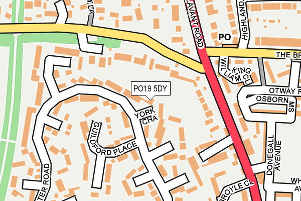 PO19 5DY map - OS OpenMap – Local (Ordnance Survey) PO19 5DY map - OS OpenMap – Local (Ordnance Survey)