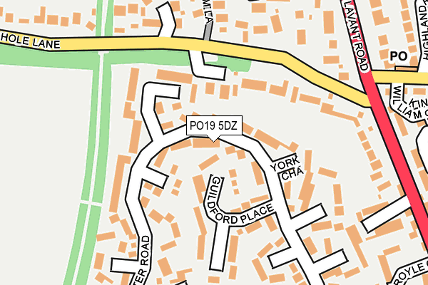 PO19 5DZ map - OS OpenMap – Local (Ordnance Survey) PO19 5DZ map - OS OpenMap – Local (Ordnance Survey)