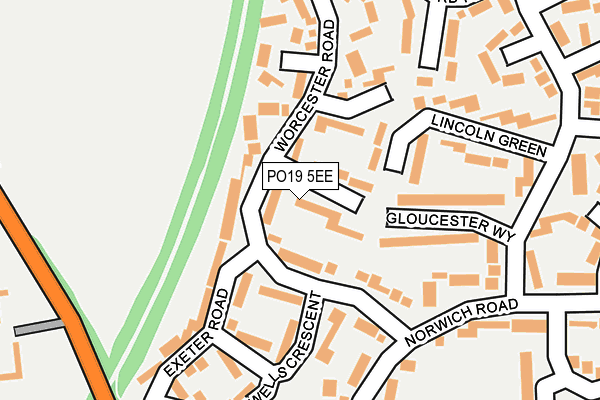 PO19 5EE map - OS OpenMap – Local (Ordnance Survey) PO19 5EE map - OS OpenMap – Local (Ordnance Survey)