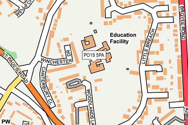 PO19 5PA map - OS OpenMap – Local (Ordnance Survey) PO19 5PA map - OS OpenMap – Local (Ordnance Survey)