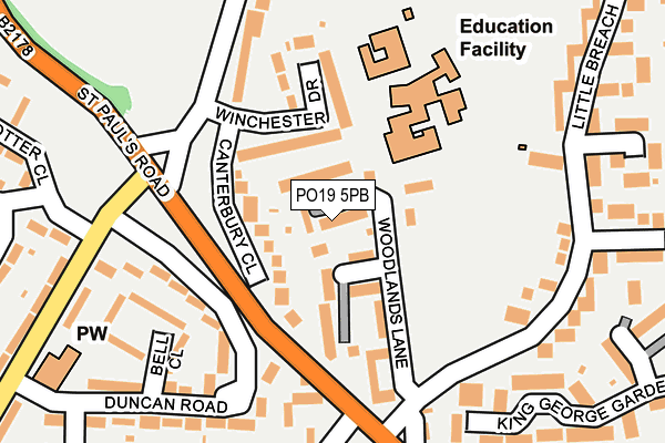 PO19 5PB map - OS OpenMap – Local (Ordnance Survey) PO19 5PB map - OS OpenMap – Local (Ordnance Survey)