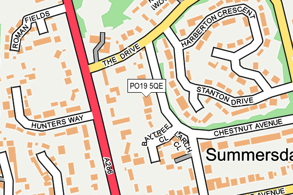 PO19 5QE map - OS OpenMap – Local (Ordnance Survey) PO19 5QE map - OS OpenMap – Local (Ordnance Survey)