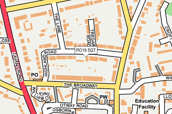 PO19 5QT map - OS OpenMap – Local (Ordnance Survey) PO19 5QT map - OS OpenMap – Local (Ordnance Survey)
