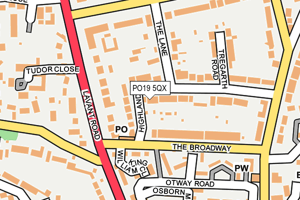 PO19 5QX map - OS OpenMap – Local (Ordnance Survey) PO19 5QX map - OS OpenMap – Local (Ordnance Survey)