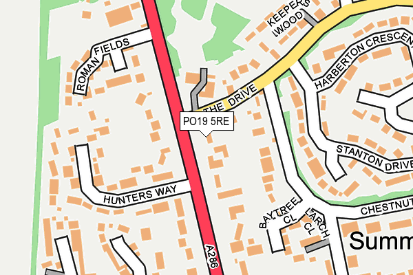 PO19 5RE map - OS OpenMap – Local (Ordnance Survey) PO19 5RE map - OS OpenMap – Local (Ordnance Survey)