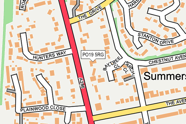 PO19 5RG map - OS OpenMap – Local (Ordnance Survey) PO19 5RG map - OS OpenMap – Local (Ordnance Survey)