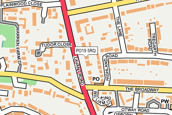 PO19 5RQ map - OS OpenMap – Local (Ordnance Survey) PO19 5RQ map - OS OpenMap – Local (Ordnance Survey)