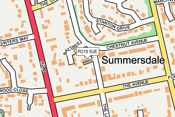 PO19 5UE map - OS OpenMap – Local (Ordnance Survey) PO19 5UE map - OS OpenMap – Local (Ordnance Survey)