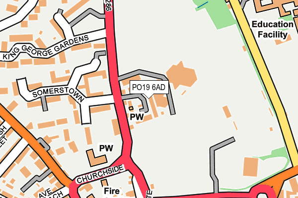 PO19 6AD map - OS OpenMap – Local (Ordnance Survey) PO19 6AD map - OS OpenMap – Local (Ordnance Survey)