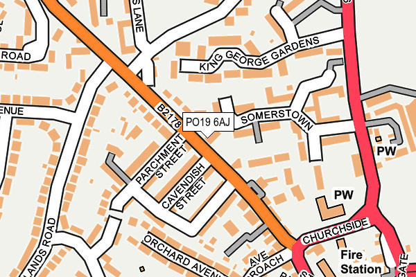PO19 6AJ map - OS OpenMap – Local (Ordnance Survey) PO19 6AJ map - OS OpenMap – Local (Ordnance Survey)