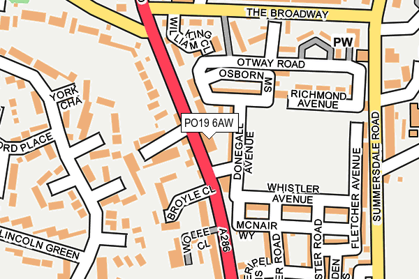 PO19 6AW map - OS OpenMap – Local (Ordnance Survey) PO19 6AW map - OS OpenMap – Local (Ordnance Survey)