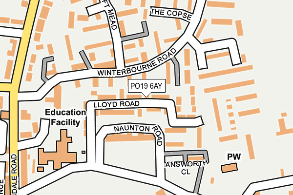 PO19 6AY map - OS OpenMap – Local (Ordnance Survey) PO19 6AY map - OS OpenMap – Local (Ordnance Survey)