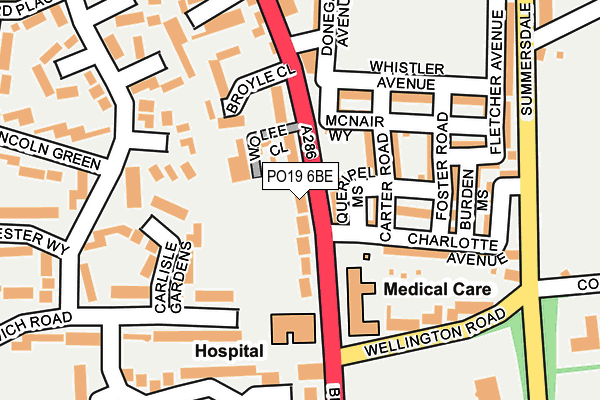 PO19 6BE map - OS OpenMap – Local (Ordnance Survey) PO19 6BE map - OS OpenMap – Local (Ordnance Survey)