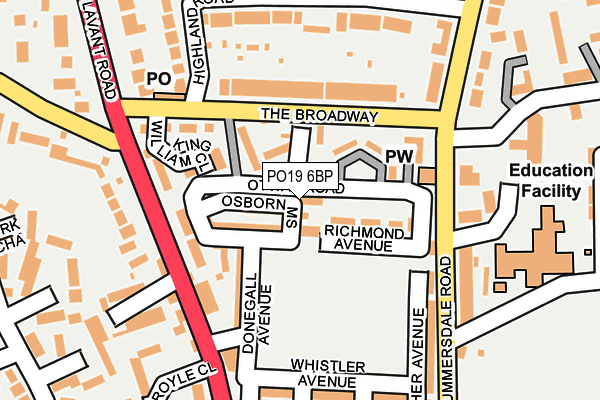 PO19 6BP map - OS OpenMap – Local (Ordnance Survey)