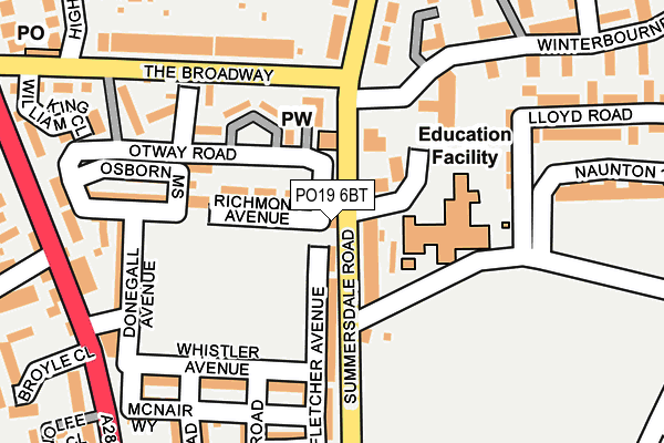 PO19 6BT map - OS OpenMap – Local (Ordnance Survey) PO19 6BT map - OS OpenMap – Local (Ordnance Survey)
